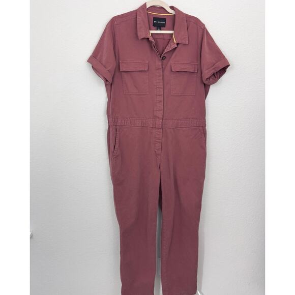 BP. + Wildfang Womens The Essential Short Sleeve Coverall Jumpsuit Size L Brown - Picture 1 of 10